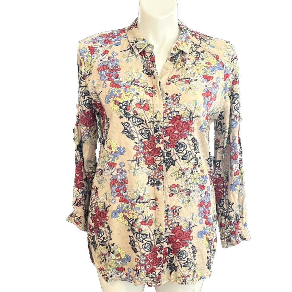Coster Copenhagen Floral Viscose Rayon Blouse Top Size 40 US 10 Boho Peasant